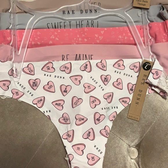 Rae Dunn set of 5 lace back silky thong panties, new, large - Picture 1 of 9